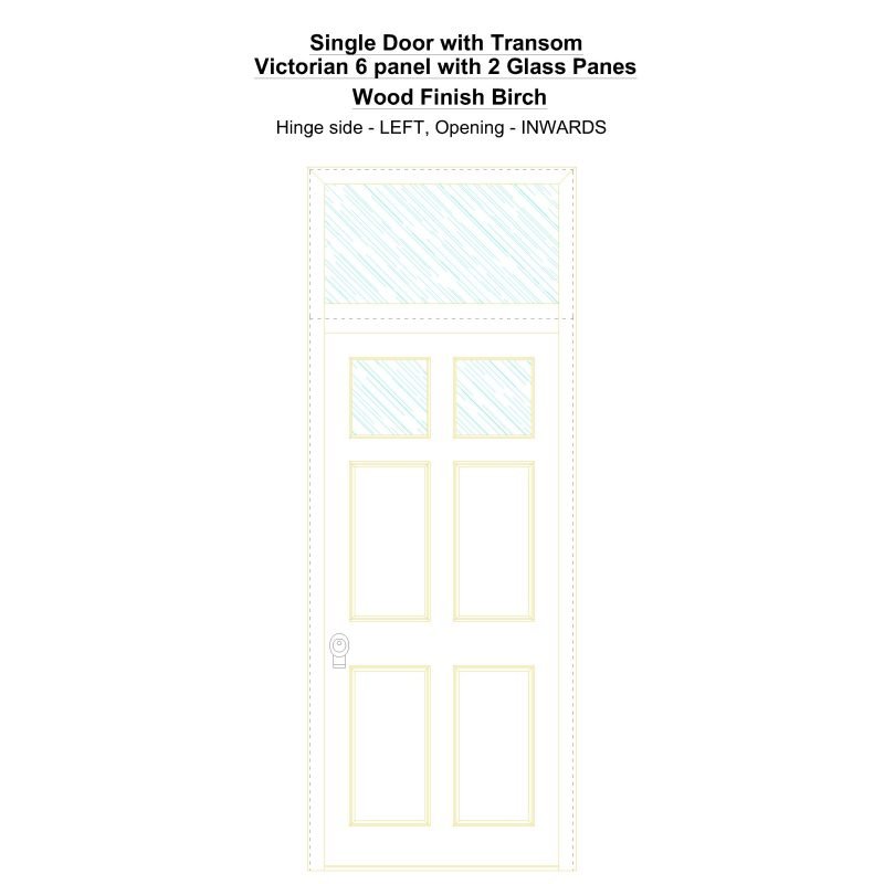 Sdt Victorian 6 Panel With 2 Glass Panes Wood Finish Birch Security Door