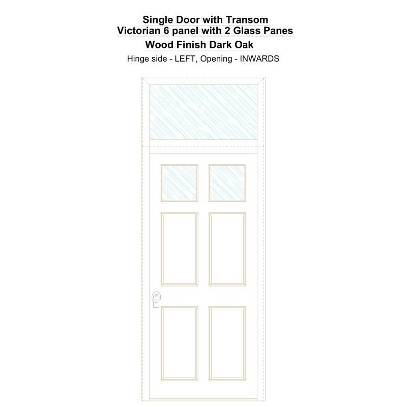 Sdt Victorian 6 Panel With 2 Glass Panes Wood Finish Dark Oak Security Door