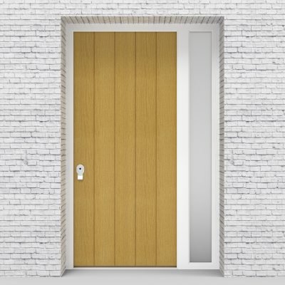 1.single Door With Right Side Panel 4 Vertical Lines Birch