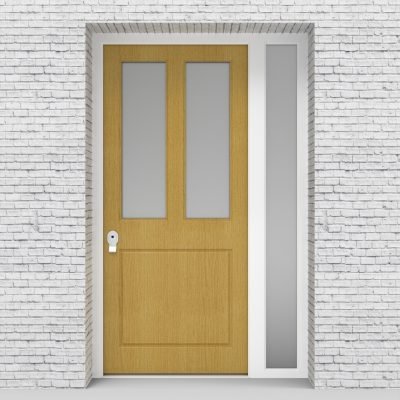 1.single Door With Right Side Panel Edwardian 3 Panel With 2 Glass Panes Birch
