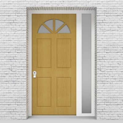 1.single Door With Right Side Panel Edwardian 4 Panel With Arched Glass Pane Birch