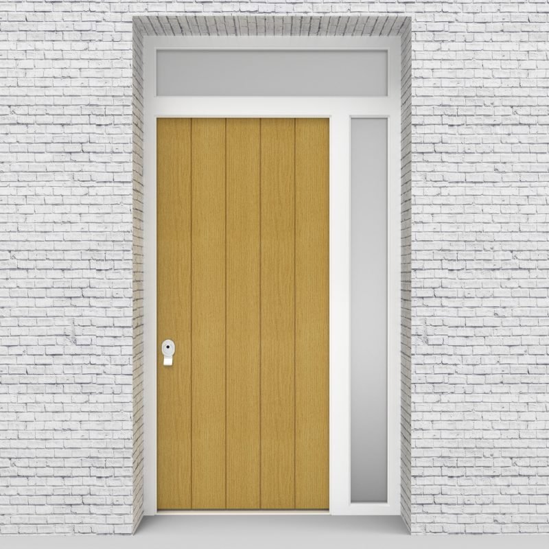 1.single Door With Right Side Panel And Transom 4 Vertical Lines Birch