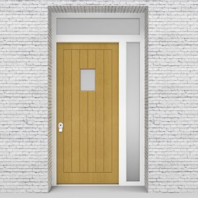 1.single Door With Right Side Panel And Transom 7 Vertical Lines With Rectangle Pane Birch