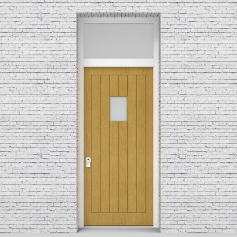 1.single Door With Transom 7 Vertical Lines With Rectangle Pane Birch