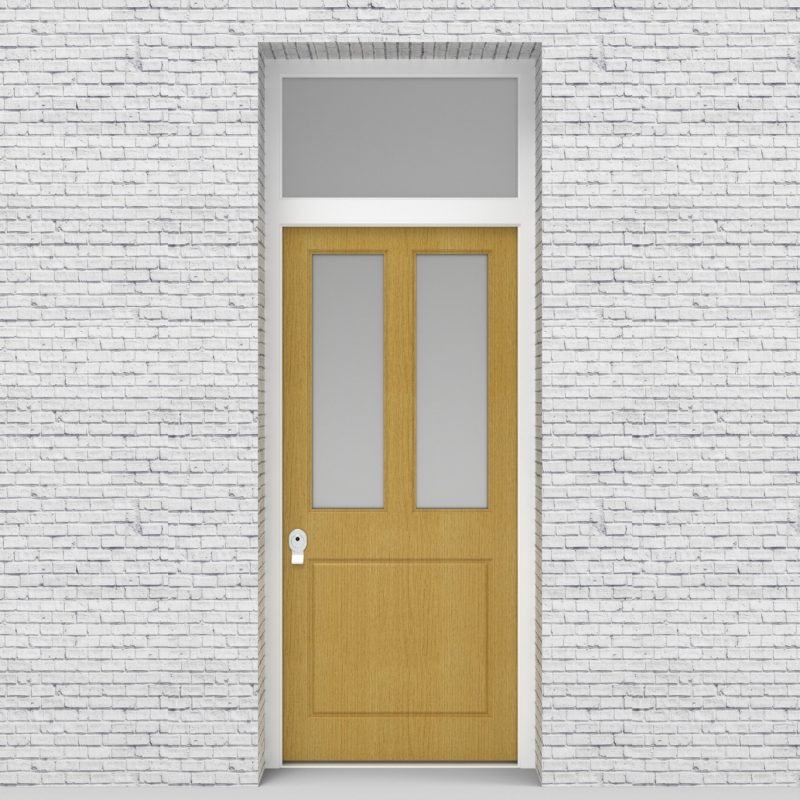 1.single Door With Transom Edwardian 3 Panel With 2 Glass Panes Birch