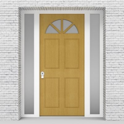 1.single Door With Two Side Panels Edwardian 4 Panel With Arched Glass Pane Birch