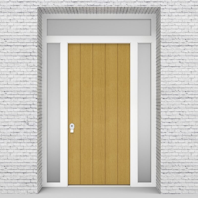 1.single Door With Two Side Panels And Transom 4 Vertical Lines Birch