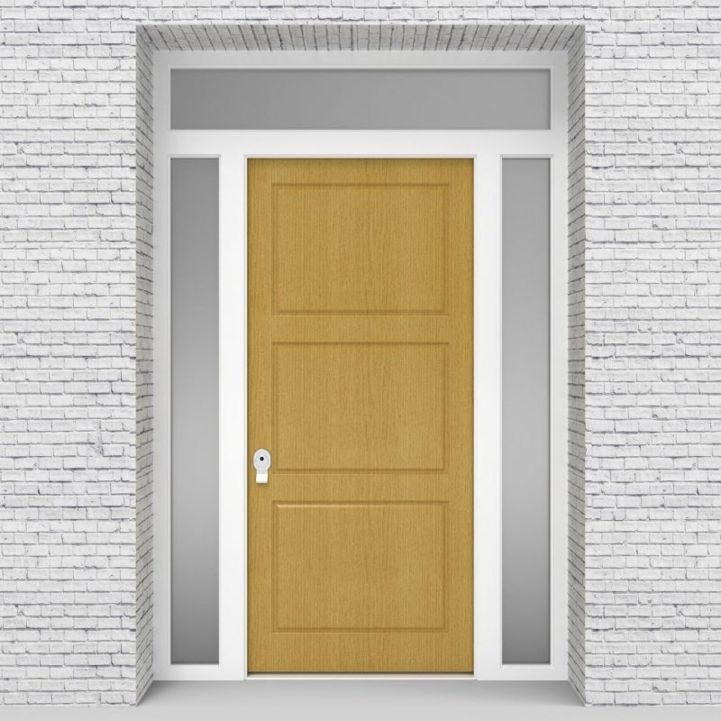 1.single Door With Two Side Panels And Transom Birch