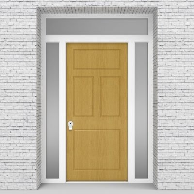 1.single Door With Two Side Panels And Transom Edwardian 4 Panel Birch