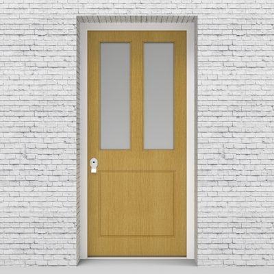 1.single Edwardian 3 Panel With 2 Glass Panes Birch