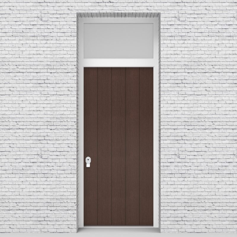 2.single Door With Transom 4 Vertical Lines Dark Oak