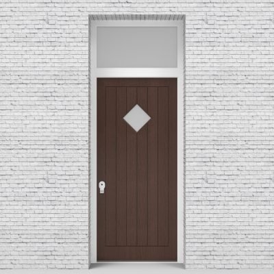 2.single Door With Transom 7 Vertical Lines With Diamond Pane Dark Oak