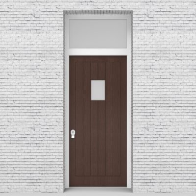 2.single Door With Transom 7 Vertical Lines With Rectangle Pane Dark Oak