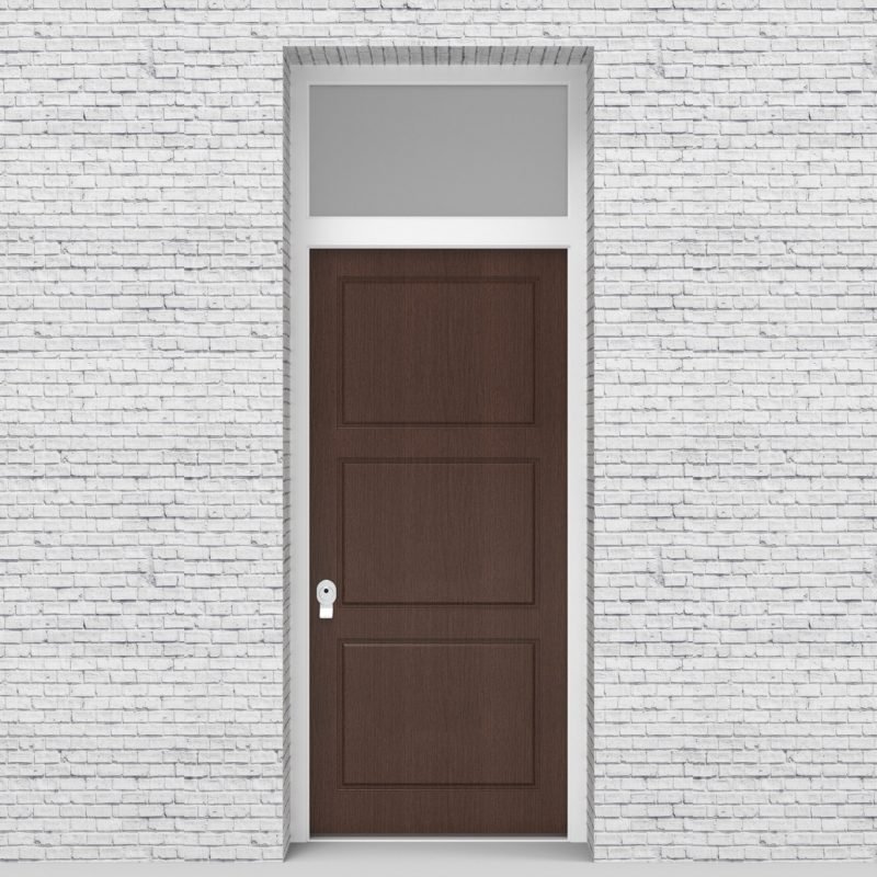 2.single Door With Transom Edwardian 3 Equal Panel Dark Oak