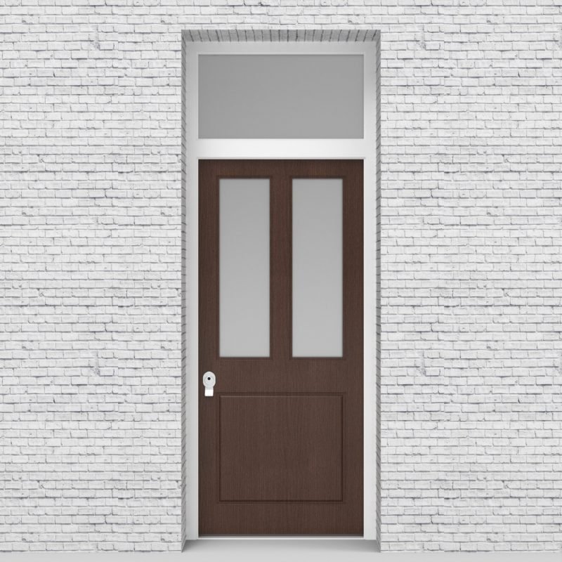 2.single Door With Transom Edwardian 3 Panel With 2 Glass Panes Dark Oak