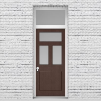 2.single Door With Transom Edwardian 4 Panel With 3 Glass Panes Dark Oak