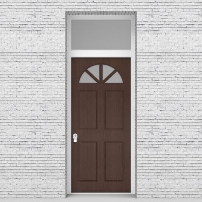 2.single Door With Transom Edwardian 4 Panel With Arched Glass Pane Dark Oak