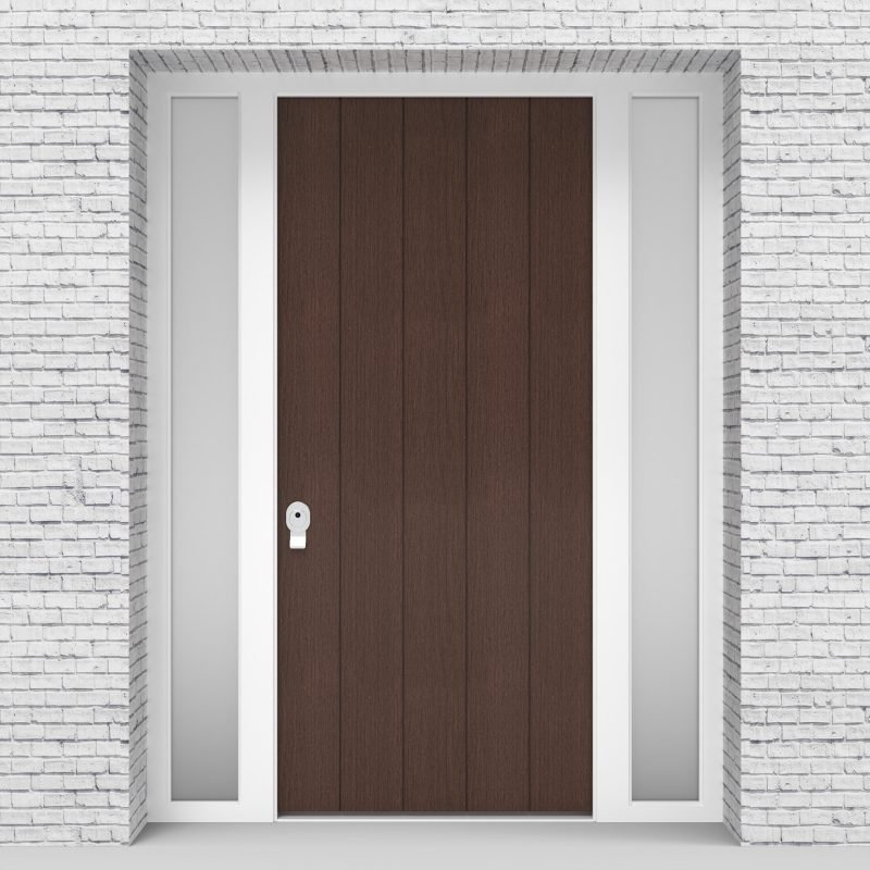 2.single Door With Two Side Panels 4 Vertical Lines Dark Oak