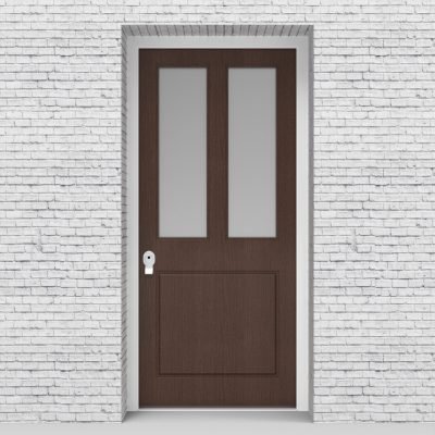 2.single Edwardian 3 Panel With 2 Glass Panes Dark Oak