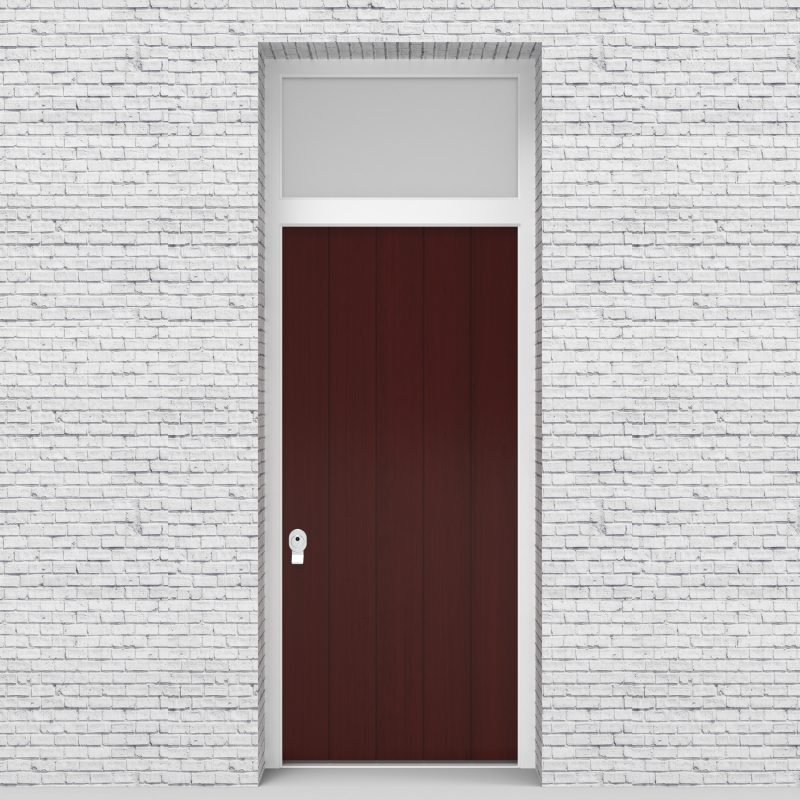 3.single Door With Transom 4 Vertical Lines Mahogany