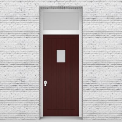 3.single Door With Transom 7 Vertical Lines With Rectangle Pane Mahogany