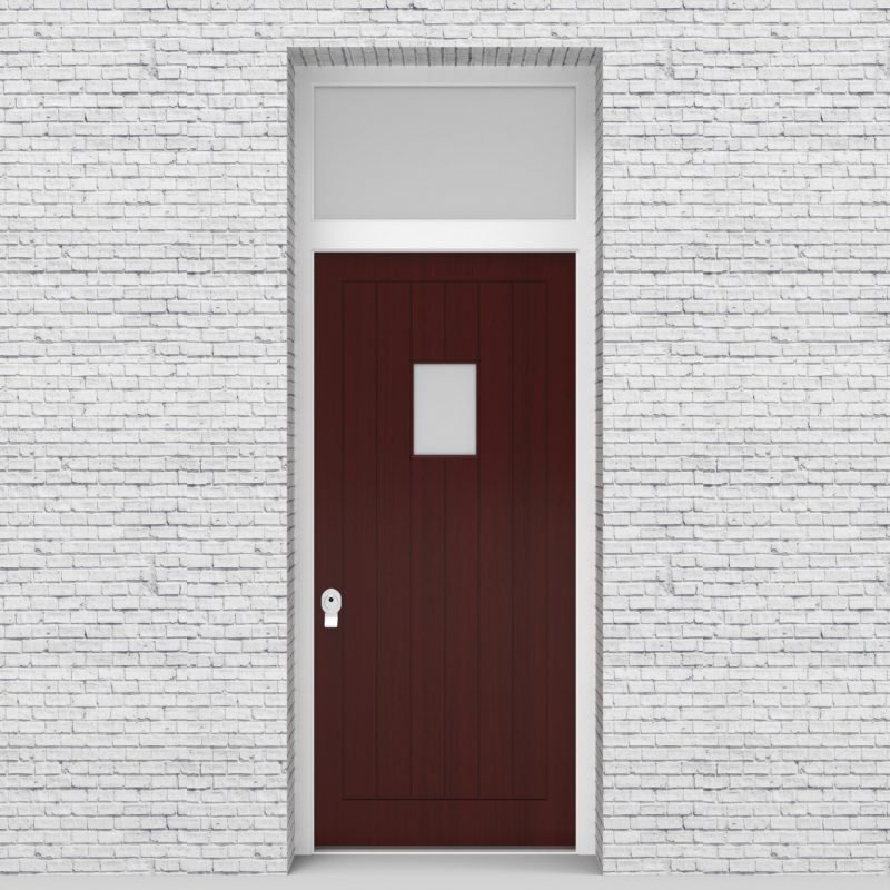 3.single Door With Transom 7 Vertical Lines With Rectangle Pane Mahogany