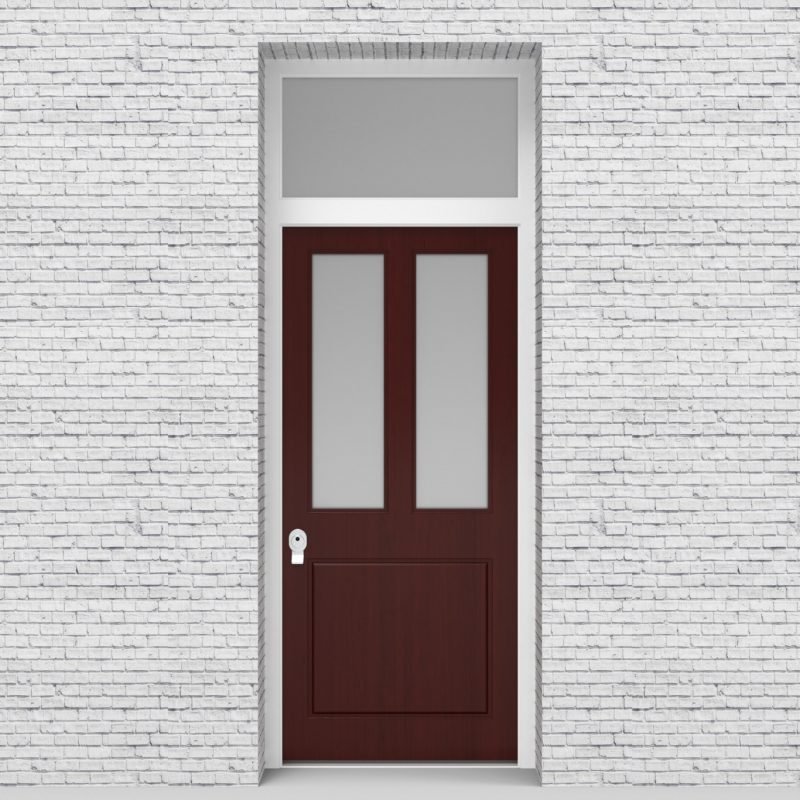 3.single Door With Transom Edwardian 3 Panel With 2 Glass Panes Mahogany