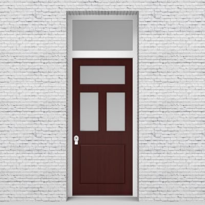 3.single Door With Transom Edwardian 4 Panel With 3 Glass Panes Mahogany