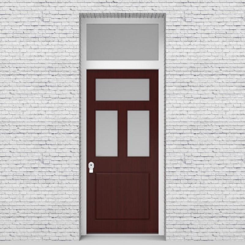 3.single Door With Transom Edwardian 4 Panel With 3 Glass Panes Mahogany