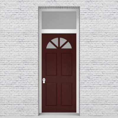 3.single Door With Transom Edwardian 4 Panel With Arched Glass Pane Mahogany