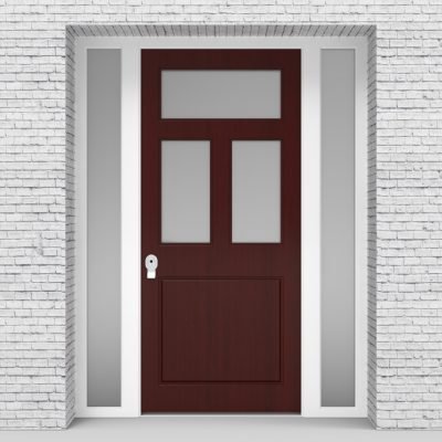 3.single Door With Two Side Panels Edwardian 4 Panel With 3 Glass Panes Mahogany
