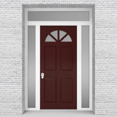 3.single Door With Two Side Panels And Transom Edwardian 4 Panel With Arched Glass Pane Mahogany