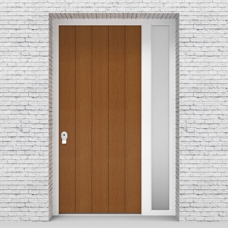 4.single Door With Right Side Panel 4 Vertical Lines Oak