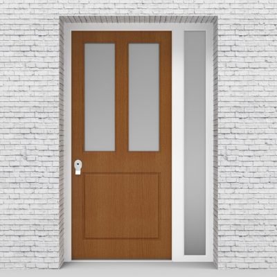 4.single Door With Right Side Panel Edwardian 3 Panel With 2 Glass Panes Oak