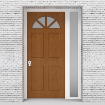 4.single Door With Right Side Panel Edwardian 4 Panel With Arched Glass Pane Oak