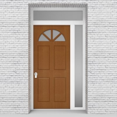 4.single Door With Right Side Panel And Transom Edwardian 4 Panel With Arched Glass Pane Oak