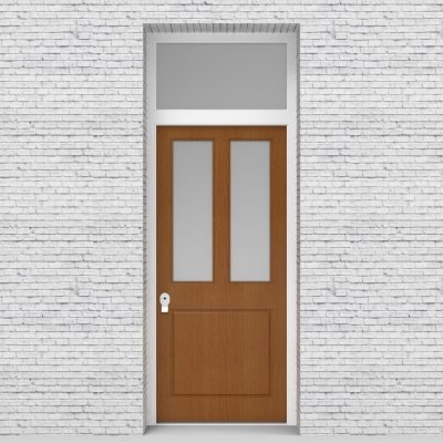 4.single Door With Transom Edwardian 3 Panel With 2 Glass Panes Oak