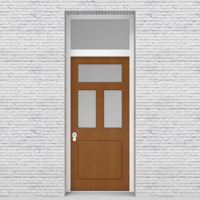4.single Door With Transom Edwardian 4 Panel With 3 Glass Panes Oak