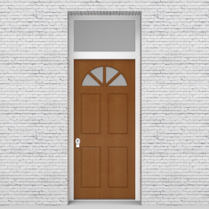 4.single Door With Transom Edwardian 4 Panel With Arched Glass Pane Oak