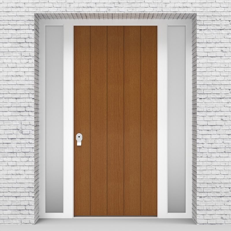 4.single Door With Two Side Panels 4 Vertical Lines Oak
