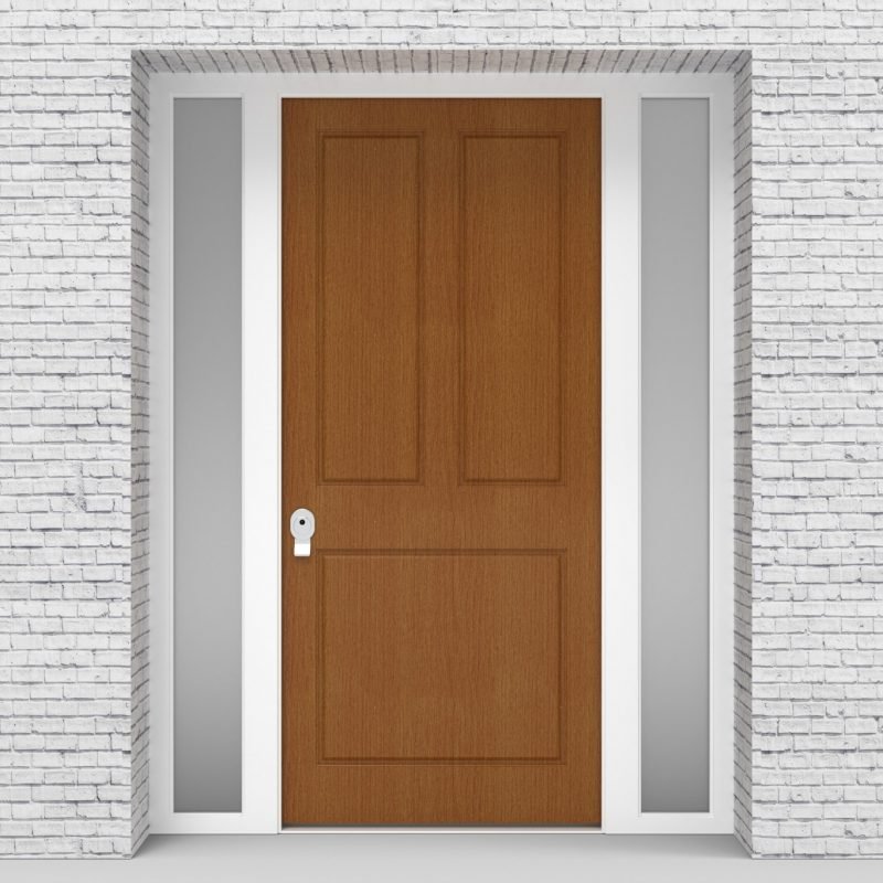 4.single Door With Two Side Panels Edwardian 3 Panel Oak