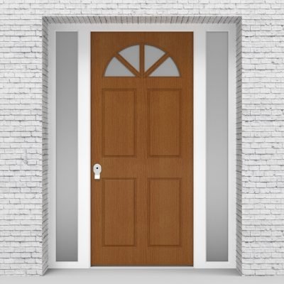 4.single Door With Two Side Panels Edwardian 4 Panel With Arched Glass Pane Oak