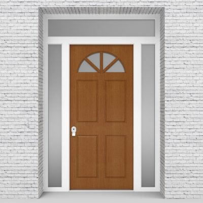 4.single Door With Two Side Panels And Transom Edwardian 4 Panel With Arched Glass Pane Oak