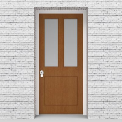 4.single Edwardian 3 Panel With 2 Glass Panes Oak