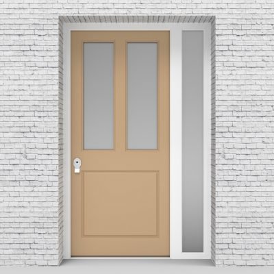 7.single Door With Right Side Panel Edwardian 3 Panel With 2 Glass Panes Light Ivory (ral1015)