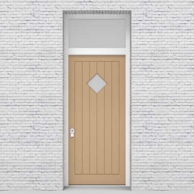 7.single Door With Transom 7 Vertical Lines With Diamond Pane Light Ivory (ral1015)