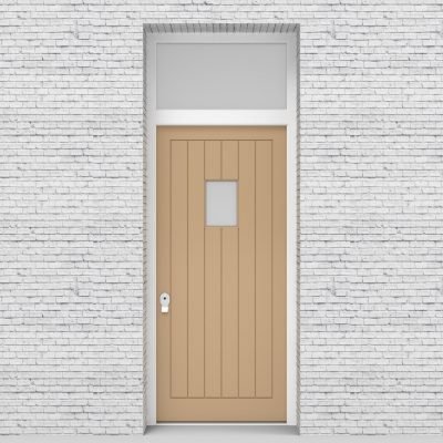 7.single Door With Transom 7 Vertical Lines With Rectangle Pane Light Ivory (ral1015)