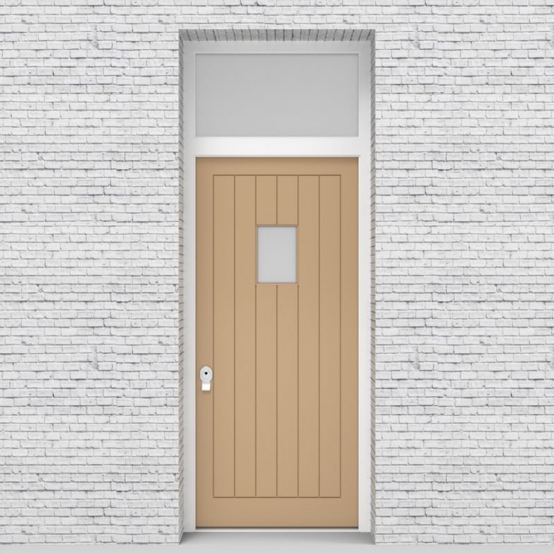 7.single Door With Transom 7 Vertical Lines With Rectangle Pane Light Ivory (ral1015)