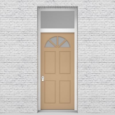 7.single Door With Transom Edwardian 4 Panel With Arched Glass Pane Light Ivory (ral1015)