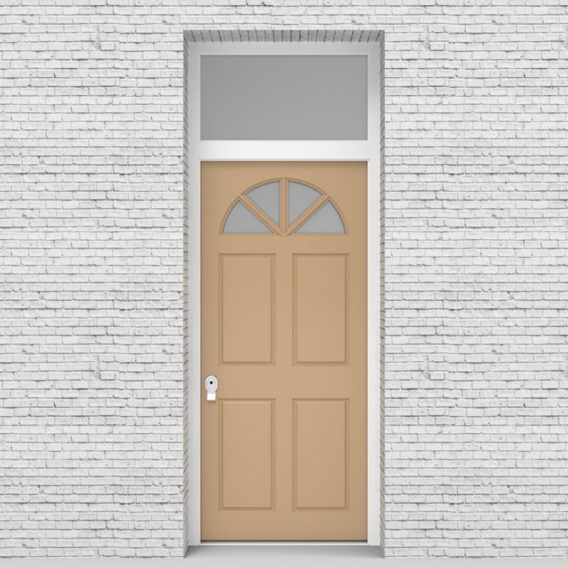 7.single Door With Transom Edwardian 4 Panel With Arched Glass Pane Light Ivory (ral1015)